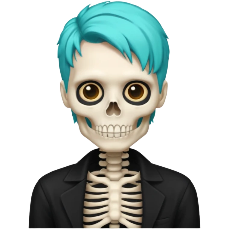 turqoise haired skeleton emoji