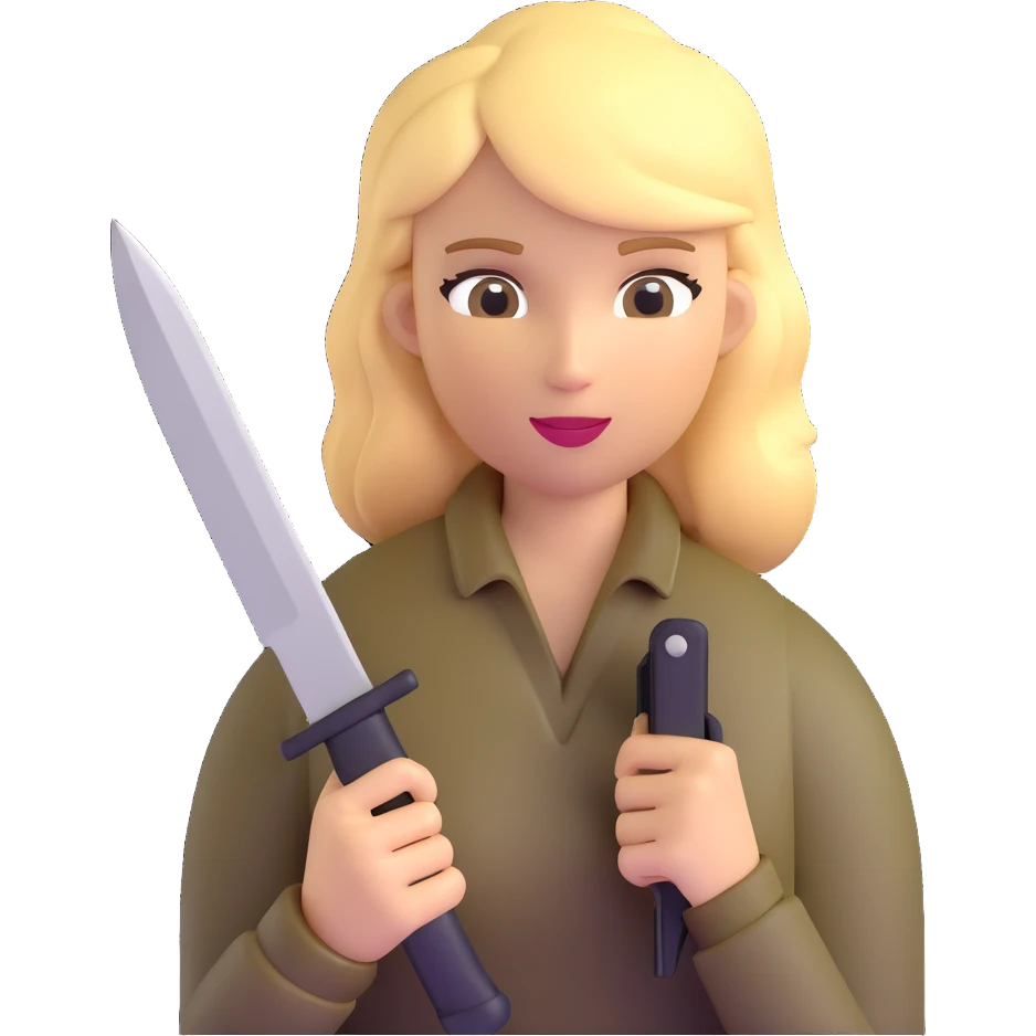 Blonde outdoorsy woman with a survival knife emoji