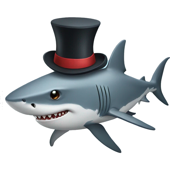 Shark with a top hat emoji