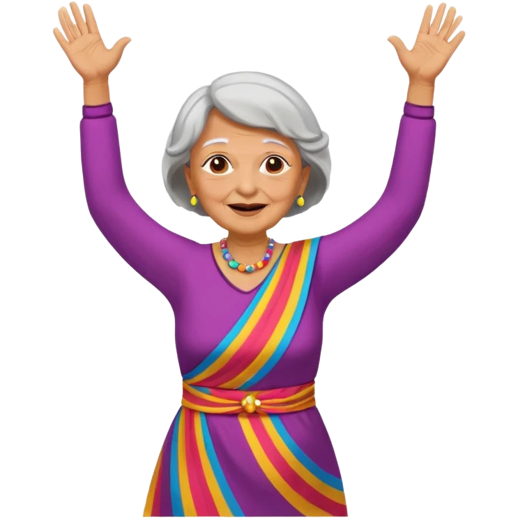 Old lady hands up raise the roof dancing  emoji