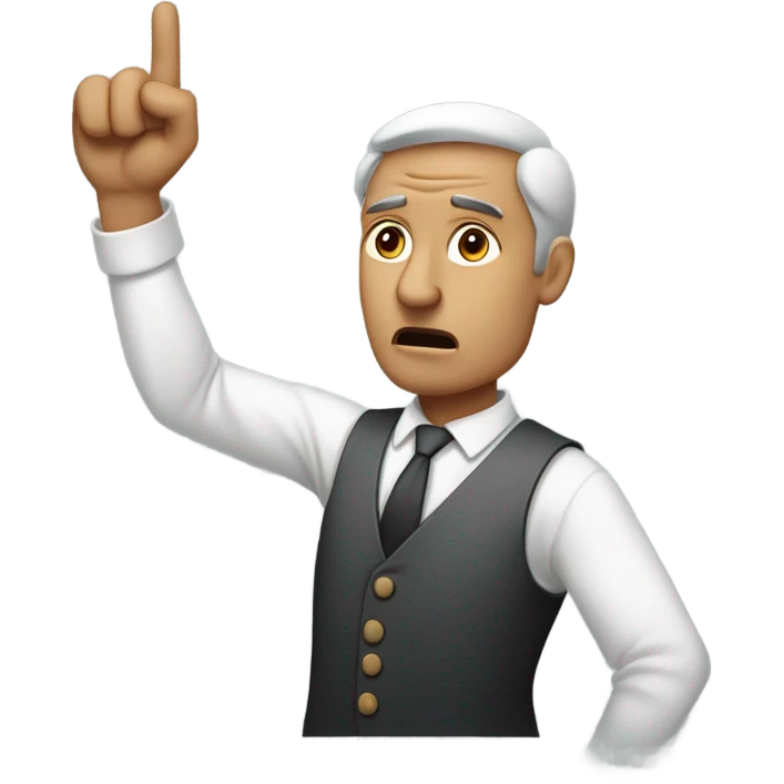 the man gets indignant and points to the right emoji