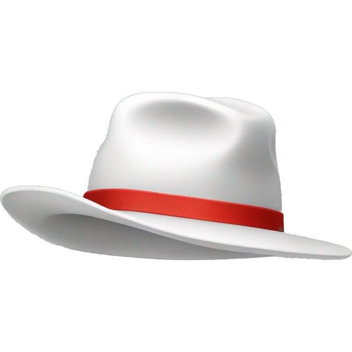 white hat with red band   emoji