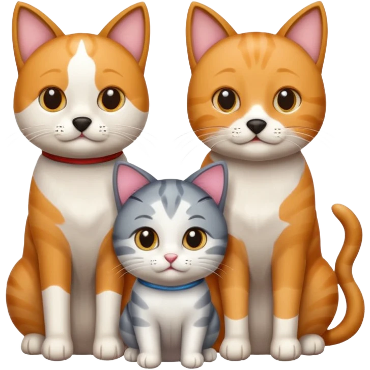 one dog and two cats emoji