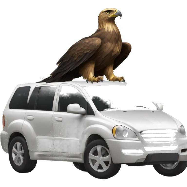 Golden eagle with a car emoji
