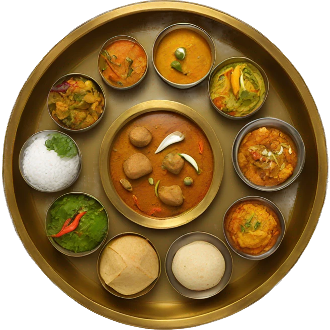 Indian meal in brass thali emoji
