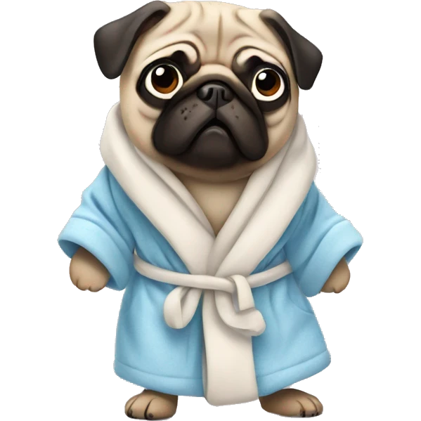 pug wearing a dressing gown emoji