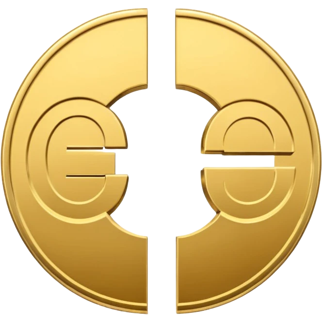 flat iPhone-style emoji of a dollar coin cut in half, both halves visible, simple and flat design emoji
