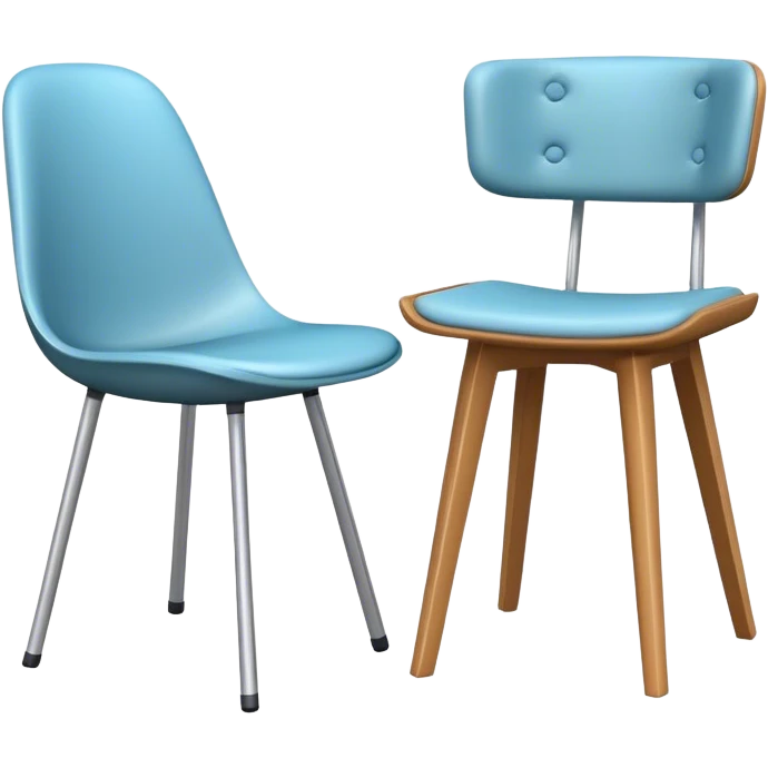 Icon for Furniture Design: a drawing of furniture elements, such as a chair or table, with a 3D model of the piece displayed alongside. The icon should represent the process of designing and modeling furniture. Transparent background. emoji