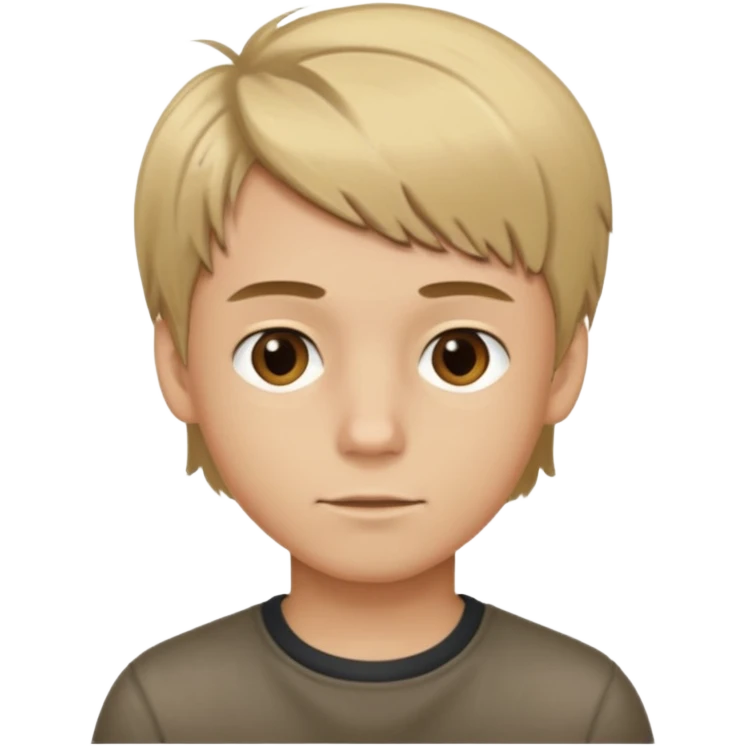dirty blond haired boy with brown eyes and a nice haicut emoji