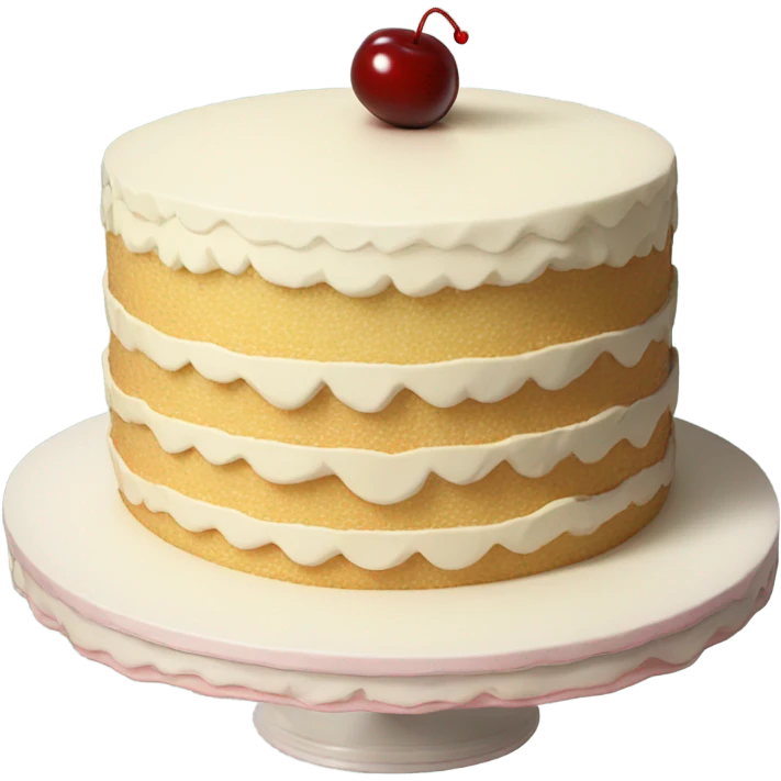 Vintage white piped layered cake with cherry on top emoji