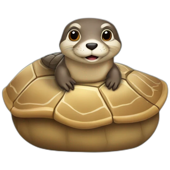 Une loutre sur une tortue emoji