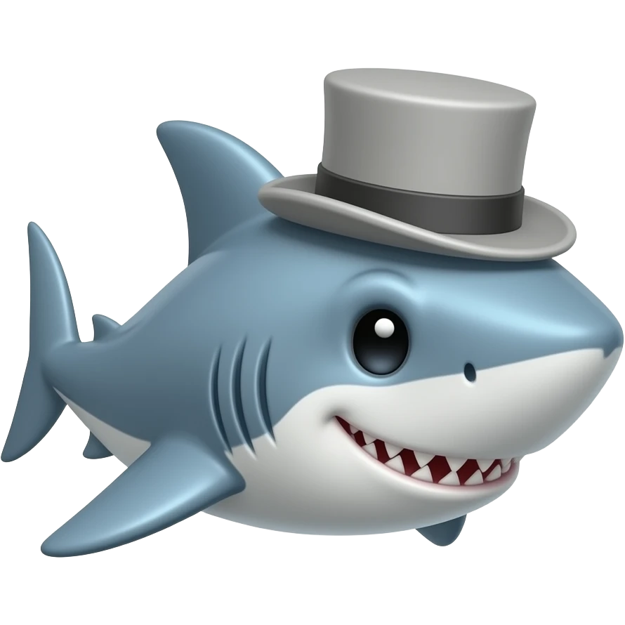 Shark with a top hat emoji