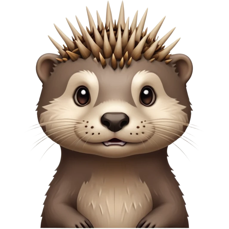 really cute confused otter face with wooden thorny bramble stem wrapped around its forehead, spiky asymmetric thorns, no leaves, only face and neck visible emoji