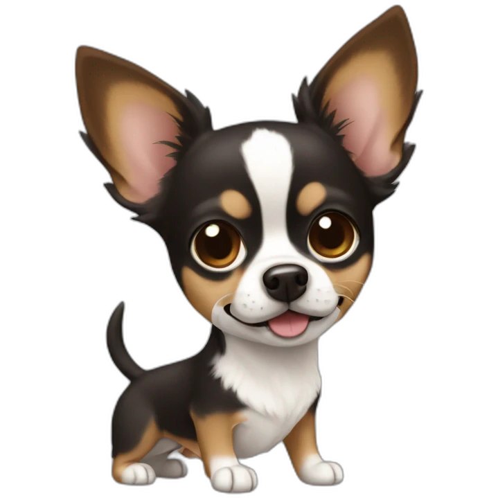 dark fur with brown white dog chihuahua emoji