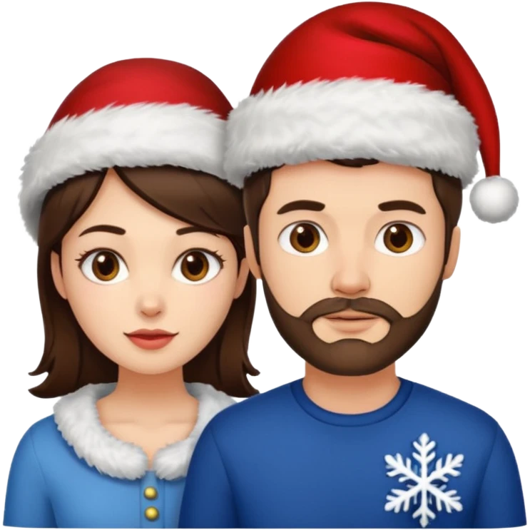 SCOTTISH MAN WITH STUBBLE AND BRUNETTE WOMAN WITH XMAS HAT emoji