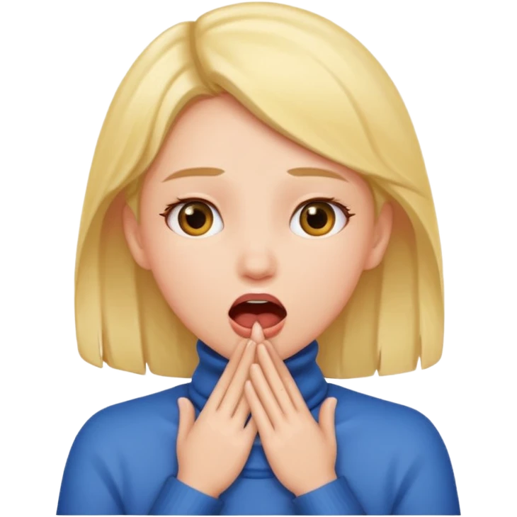 girl opening her mouth with hands around her neck emoji