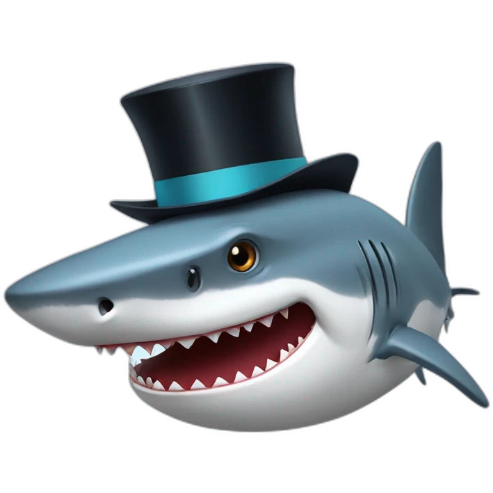 Shark with a top hat emoji