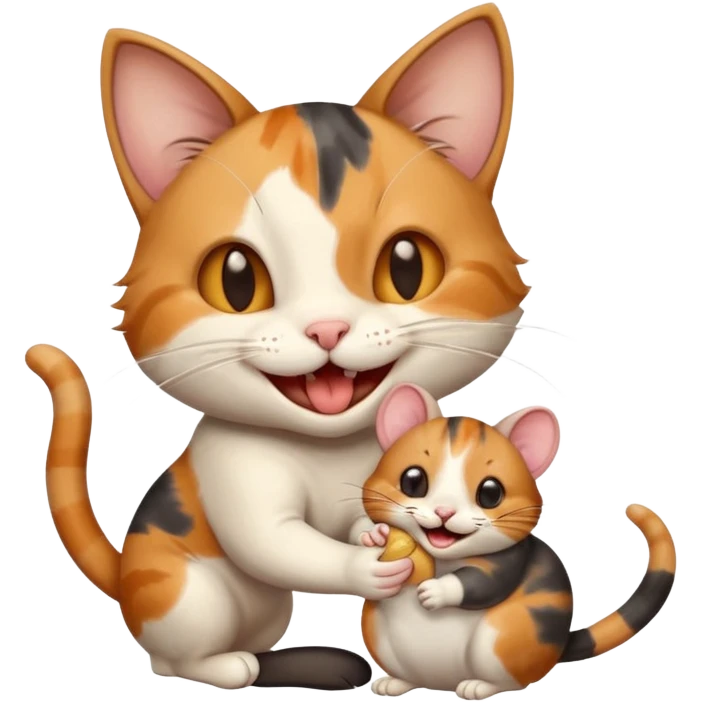 قط يمسك فار ويضحك emoji