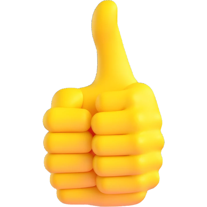 thumbs up hand gesture with bright yellow skin tone emoji
