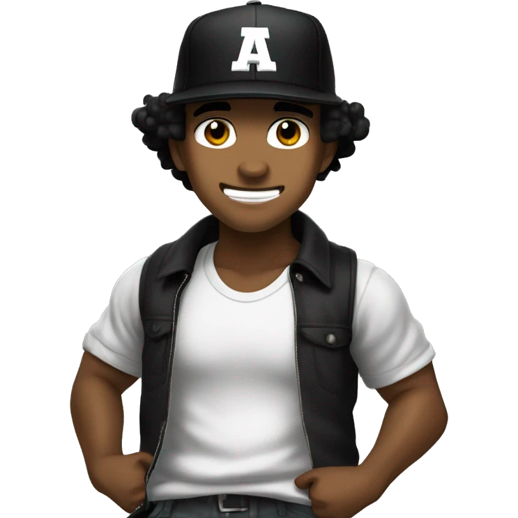 Brown guy whit black baseball hat,  The Boondocks Riley style, shaking hads emoji