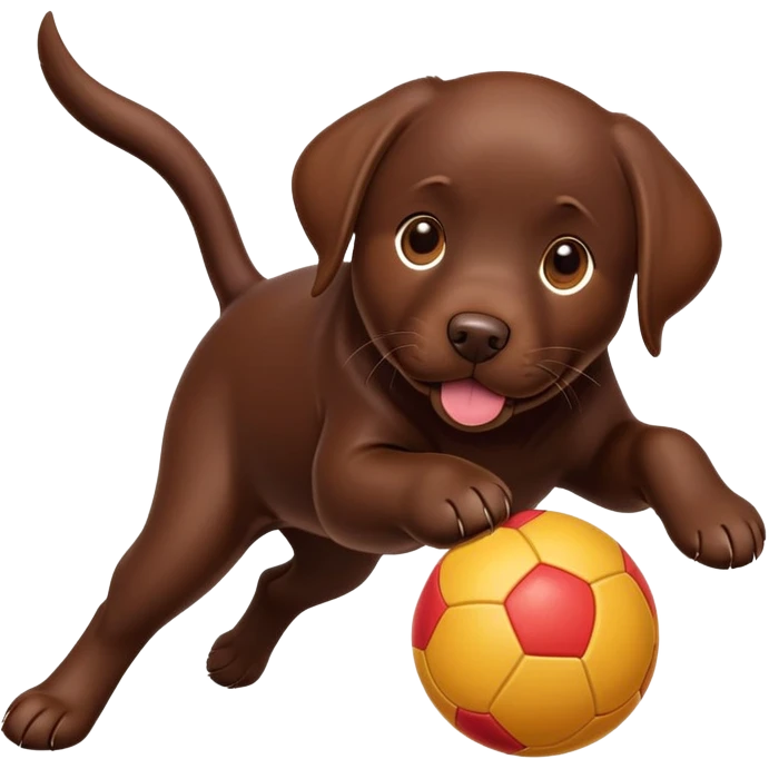 Chocolate labrador plays with a ball emoji