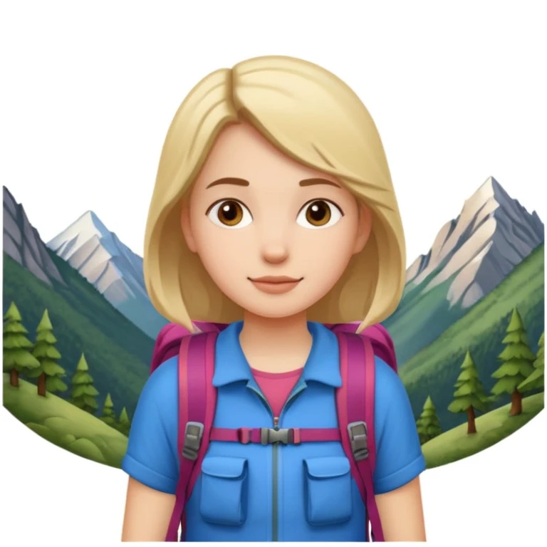 girl back packing mountains background  emoji