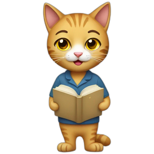 cat teacher with book emoji