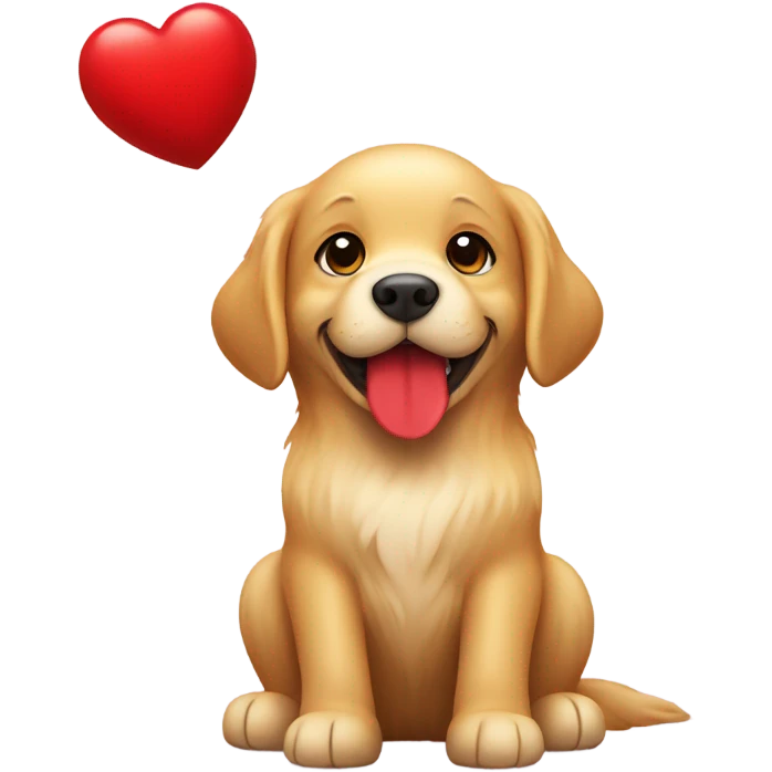 Golden retriever holding a heart  emoji