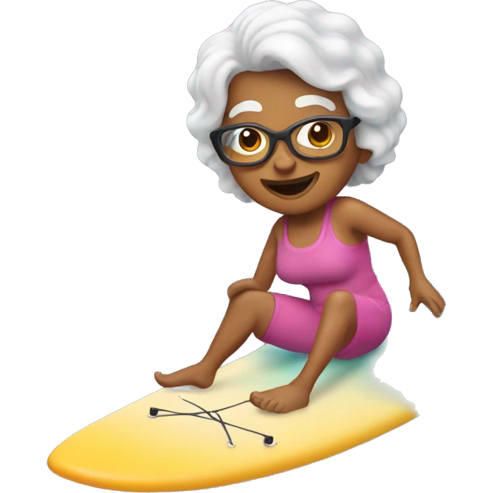 Grandma on surfboard emoji