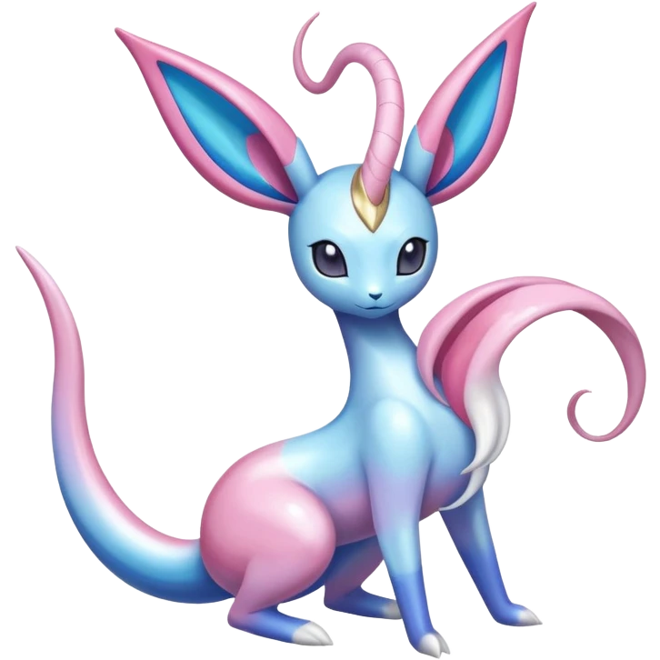 Colorful Shiny Exotic Cresselia-Sylveon-Suicune-Fakémon-hybrid-creature (full body)  emoji
