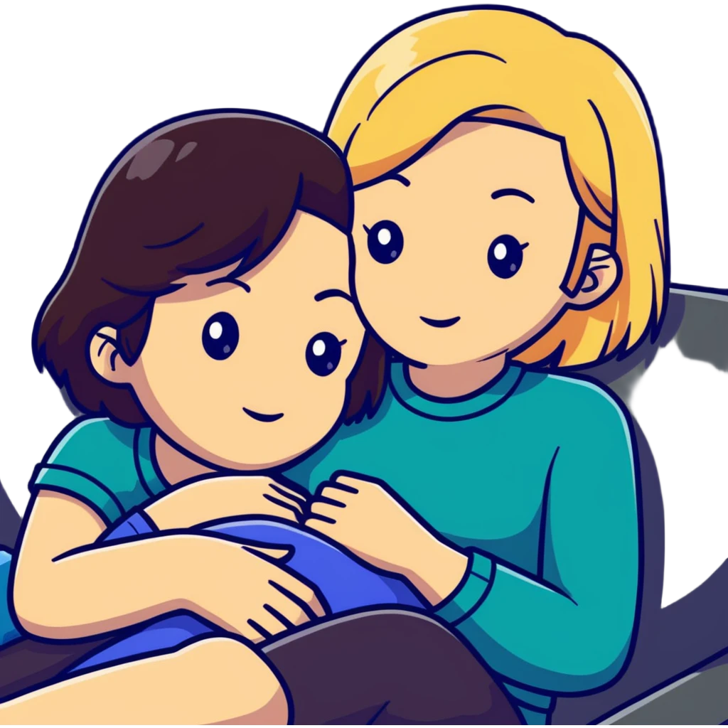 Short haired brunette woman laying on the lap of a long blonde haired woman emoji