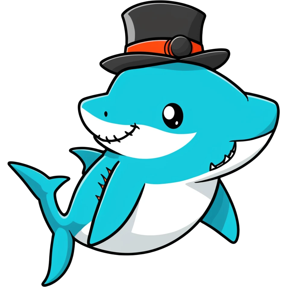 Shark with a top hat emoji