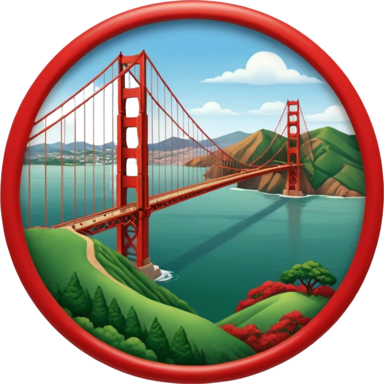 im trying to come up with a classic but still dynamic visual of the golden gate bridge and surrounding hills and the presidio for a work conference emoji