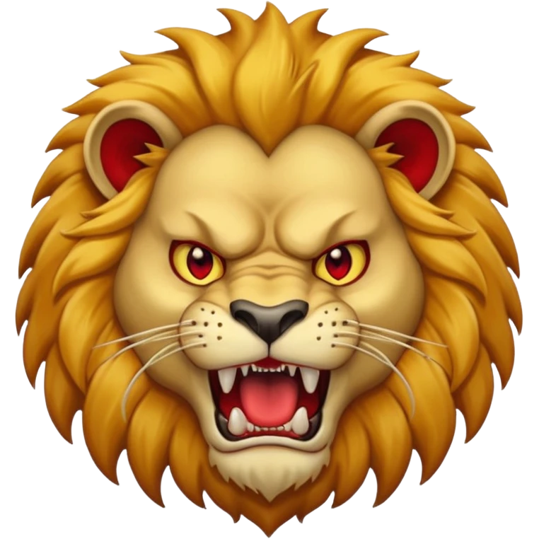 Angry lion with red eyes and dangerous teeth emoji