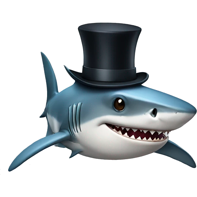 Shark with a top hat emoji