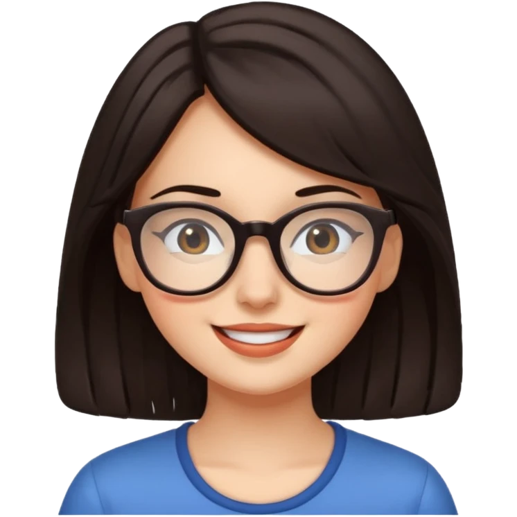 an aesthetic happy girl with dark brunette hair and glasses  emoji
