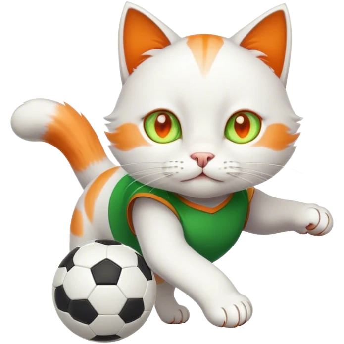 White cat playing soccer emoji