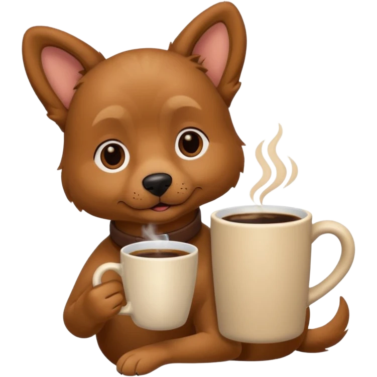 Dog with a cup of coffee emoji