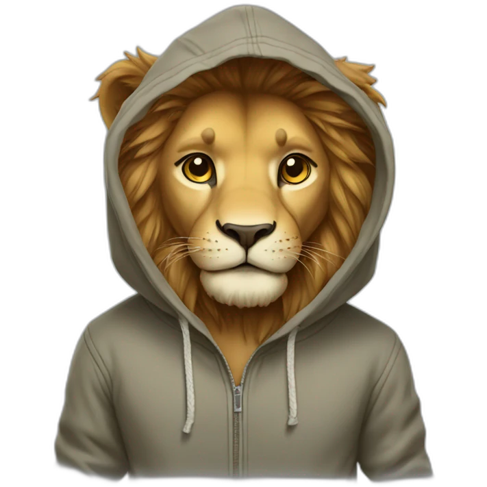 cute lion in hoodie emoji