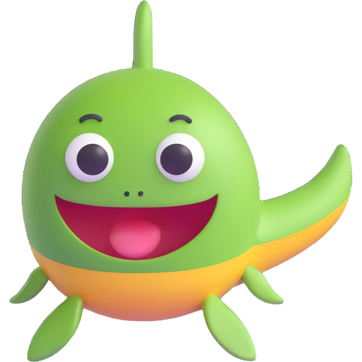 tadpole with two legs, 3D emoji style emoji