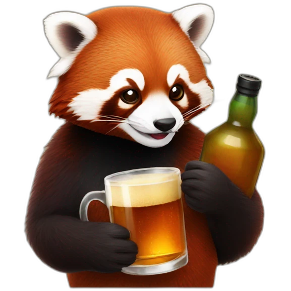 red panda sipping whisky emoji