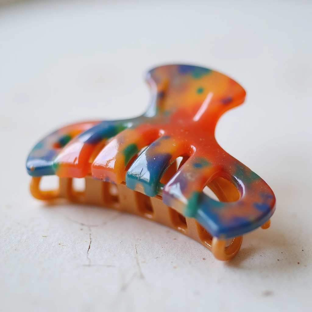 realistic hairclip, plastic, colorful, photorealistic style emoji