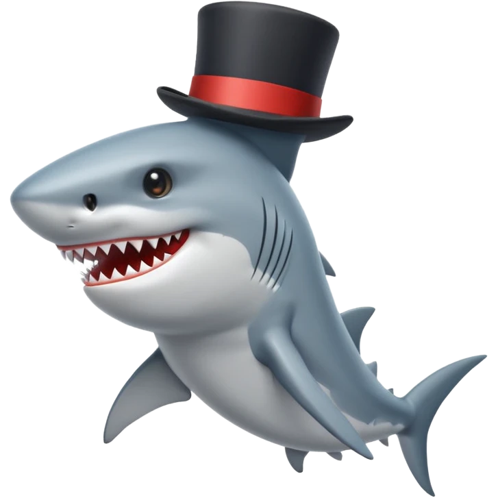 Shark with a top hat standing up emoji
