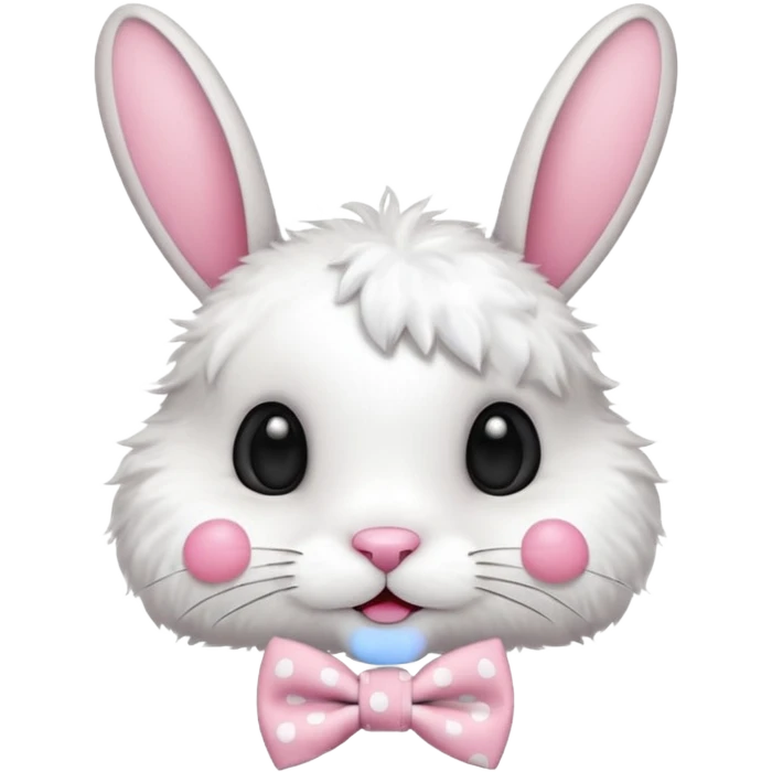 Fluffy rabbit with polka-dot bow tie emoji