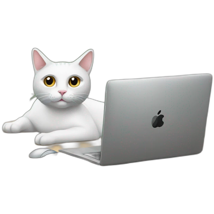 computer on table and with cat emoji