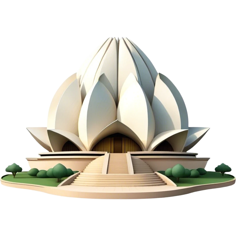 Cinematic Realistic Lotus Temple Landmark Emoji, showcasing the modern architectural marvel with petal‚Äêlike structures rendered with dynamic lighting and graceful textures. emoji