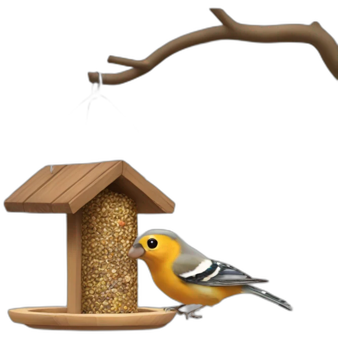 Bird feeder raided by squirrel emoji