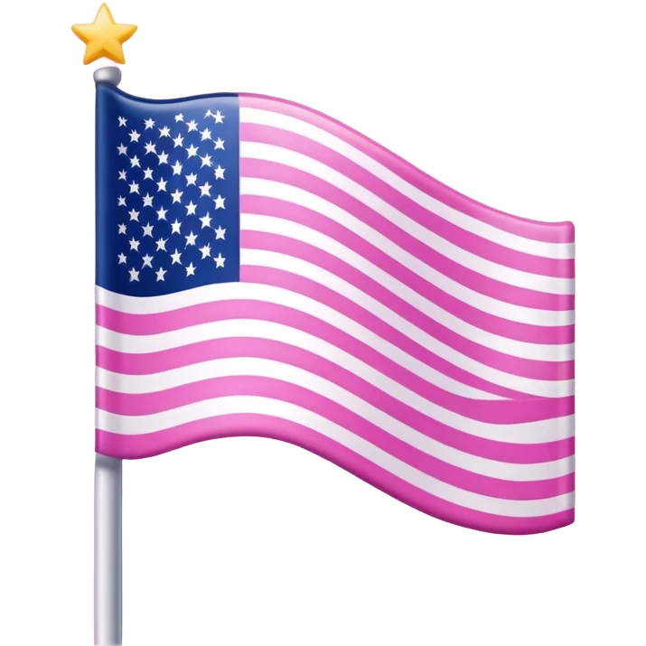 American flag with pink stripes instead of red, white stars on a light pink background emoji