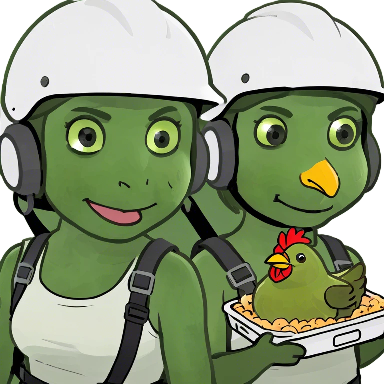 Two girls zip lining while eating chicken bakes emoji