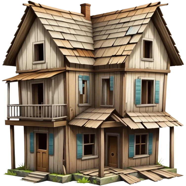 a house merged with a derelict house, split down the middle emoji